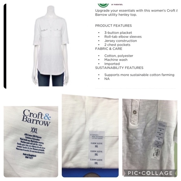 SOLD Croft & Barrow roll tan utility henley pullover top Woman’s size XXL - Picture 5 of 13